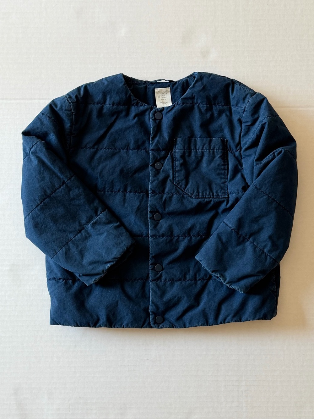 COS Kids 4-6Y Navy Blue Quilted Puffer Jacket Minimalist Collarless